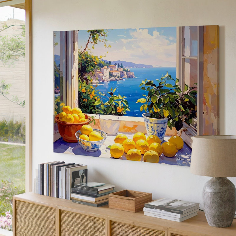 Toile murale "Nature morte avec vue sur la mer", H 16 po x l 20 po