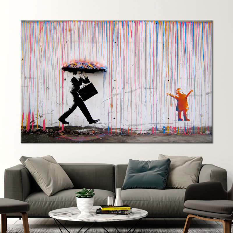 Impression sur toile Banksy, H 28 po x l 39 po, Toile tendue