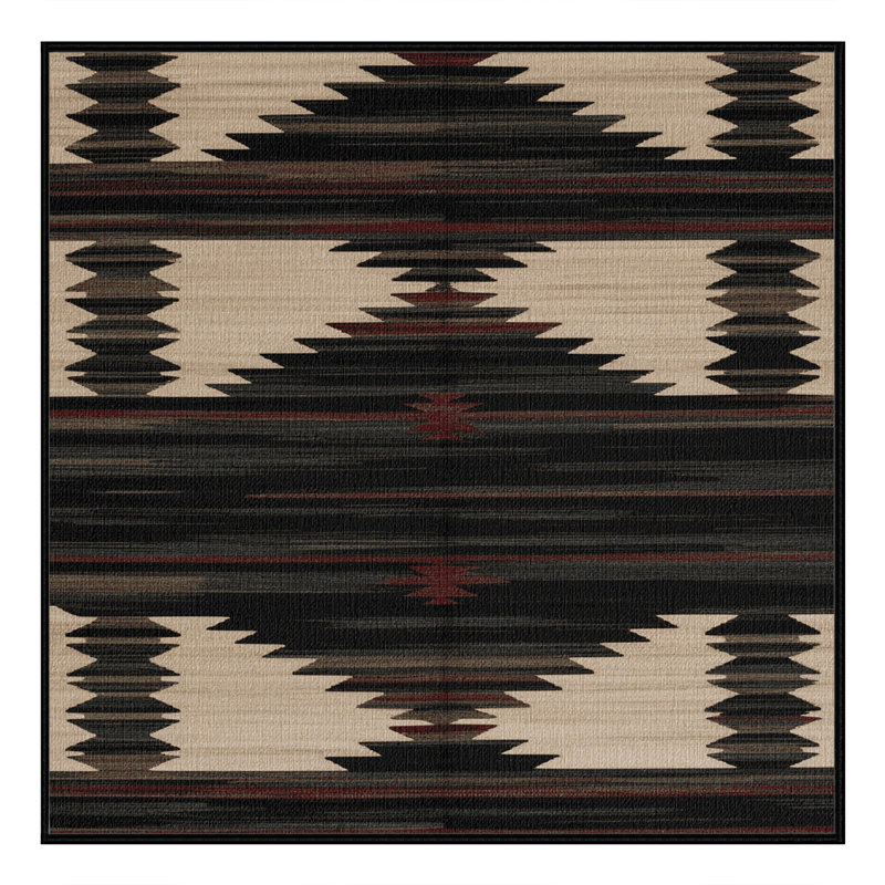 Washable Mountain Shadow Southwestern Area Rug, Square 6'