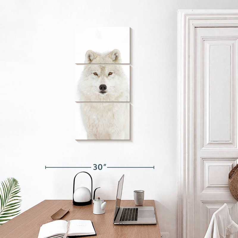 Loup arctique blanc neige, H 32 po x l 15 po