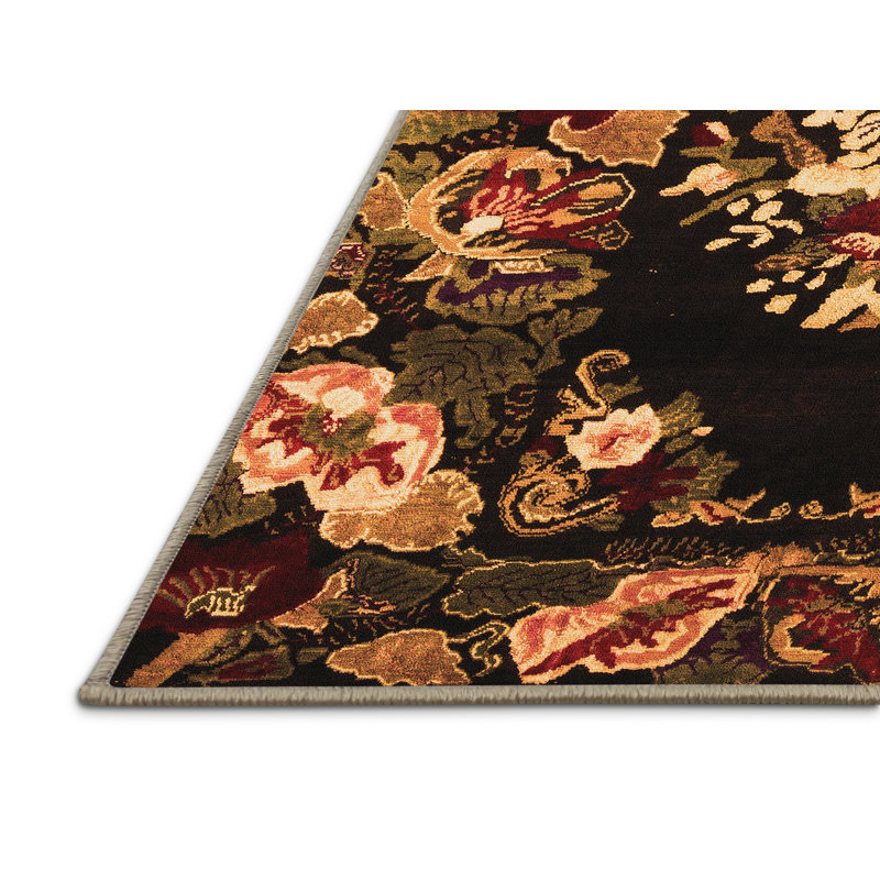 Tapis orange / brun en chenille / polyester tissé à la machine Nari, Rectangle de 5 pi x 8 pi