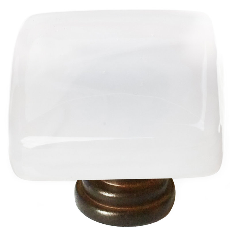 Poignée carrée de 1,25 po Cirrus, Blanc, Nickel satiné