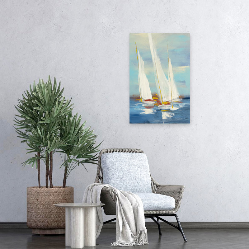 Bleu et bateaux, régate d'été III, art, H 24 po x l 16 po