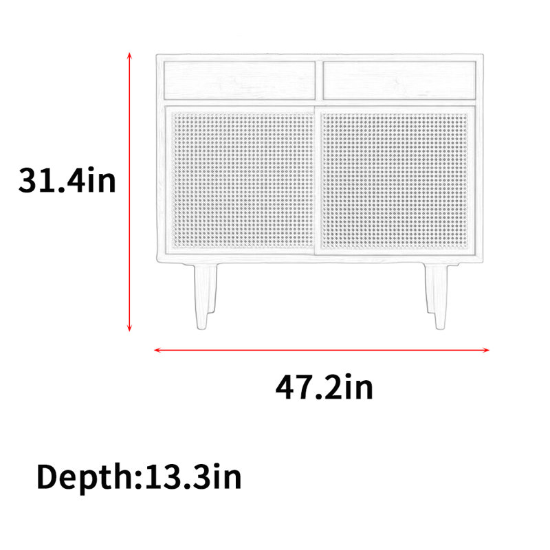 Deamonte, H 31,4 po x l 47,2 po x P 13,3 po