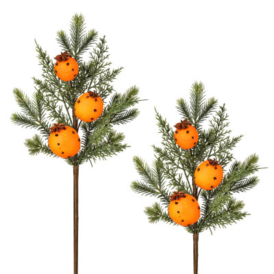 18" Evergreen With Orange Clove Pick