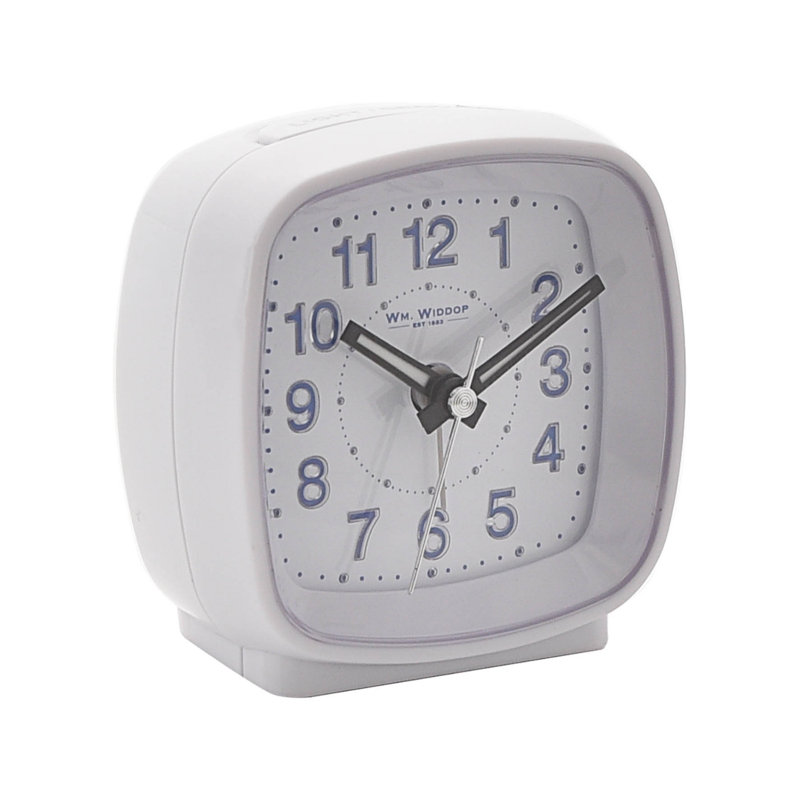 Analogue Quartz Movement / Crystal Alarm Tabletop Clock in White