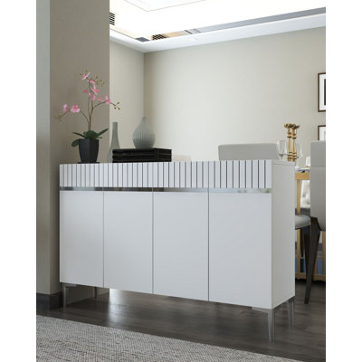 Modern Sideboard With Gold/Silver Geometric Accent
