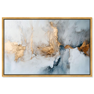 Toile des ombres dorées, art mural bleu par Art Remedy