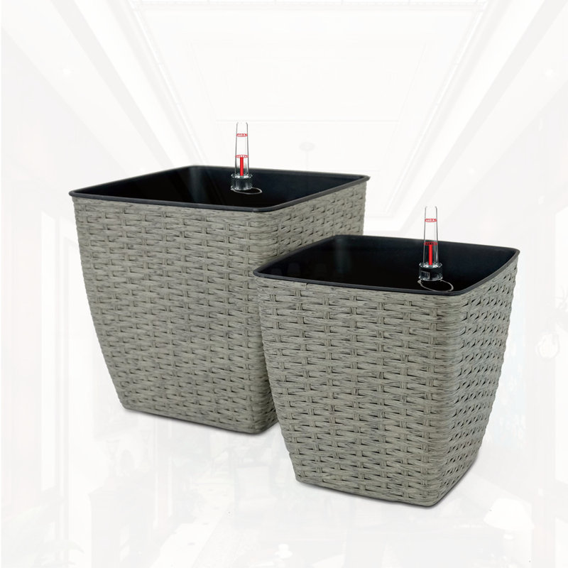 Paquet de 2 pots de fleurs à arrosage automatique, Gris