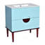 Ensemble de meuble-lavabo 30 po avec lavabo en céramique, meuble de rangement moderne à 2 tiroirs avec cadre en bois massif, bleu