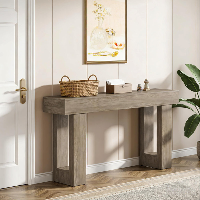 Console élégante, table d'appoint en bois, 33.46" H x 62.99" W x 13.77" D, Gris