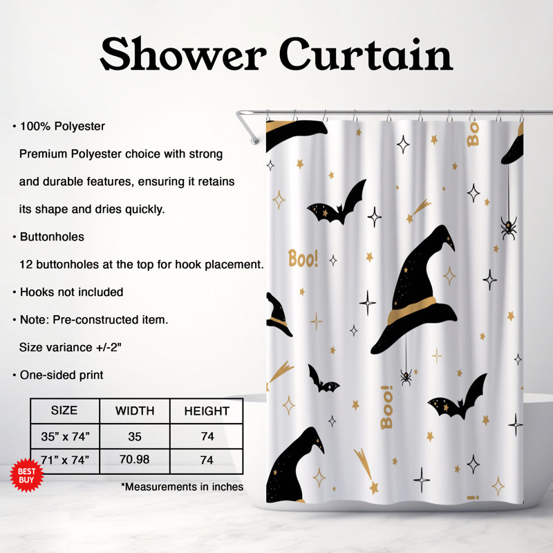 Rideau de douche standard 1 pièce Monster, H 74 po x l 35 po