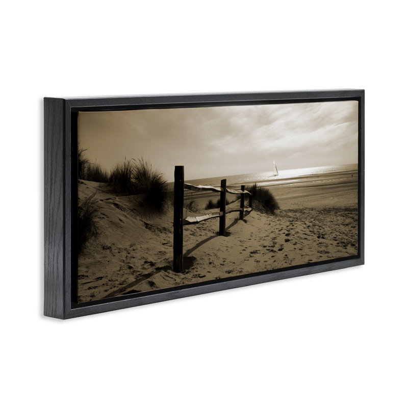 «Open Water Beach», art mural encadré par Noah Bay, Cadre flottant noir de jais, H 11 po x l 25 po