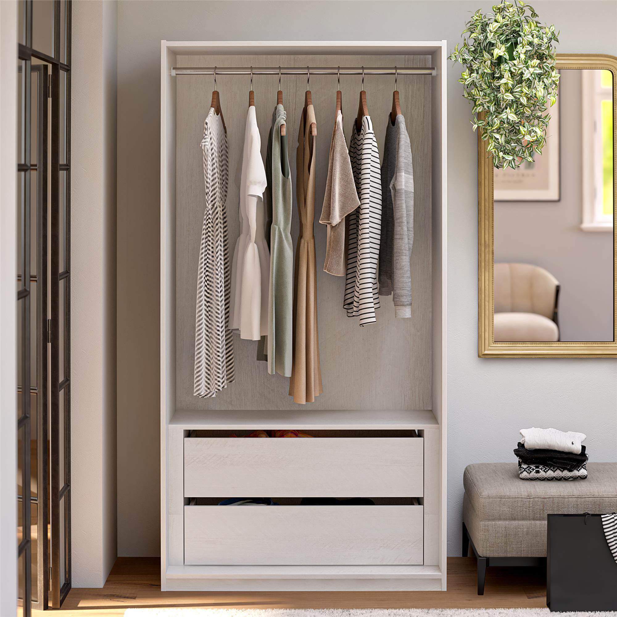 Ebern Designs Barbarella Modular Extra Wide Wardrobe With Drawers ...