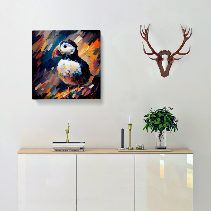 Puffin Palette Knife - No Frame Print, 35cm H x 35cm W x 3cm D