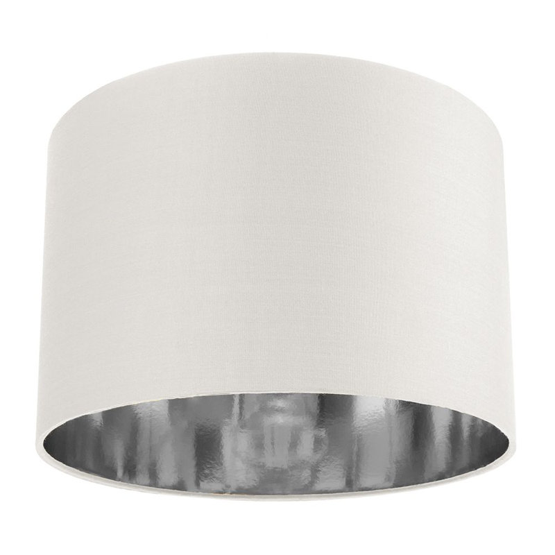 Contemporary Cotton Lamp/Light Shade with Shiny Paper Inner, White, 20cm H x 30cm W x  30cm D