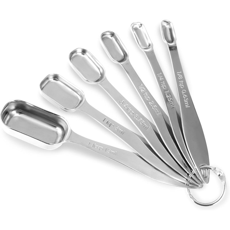 6-piece Stainless Steel Measuring Spoon Set
