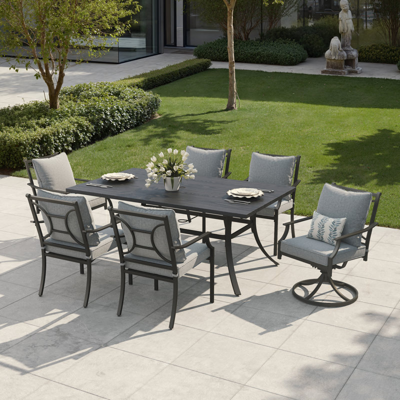 6 - Person Patio Dining Set with Rectangular Table , Cushions Included