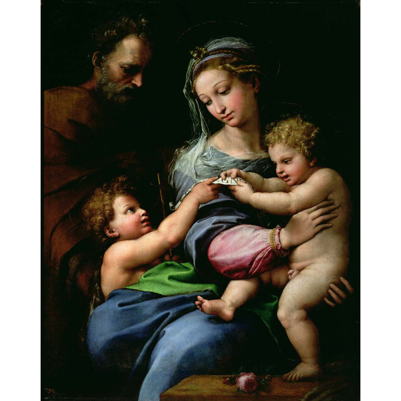 Adhésif décoratif Sanzio La Vierge de la Rose (16ème), H 48 po x l 38 po