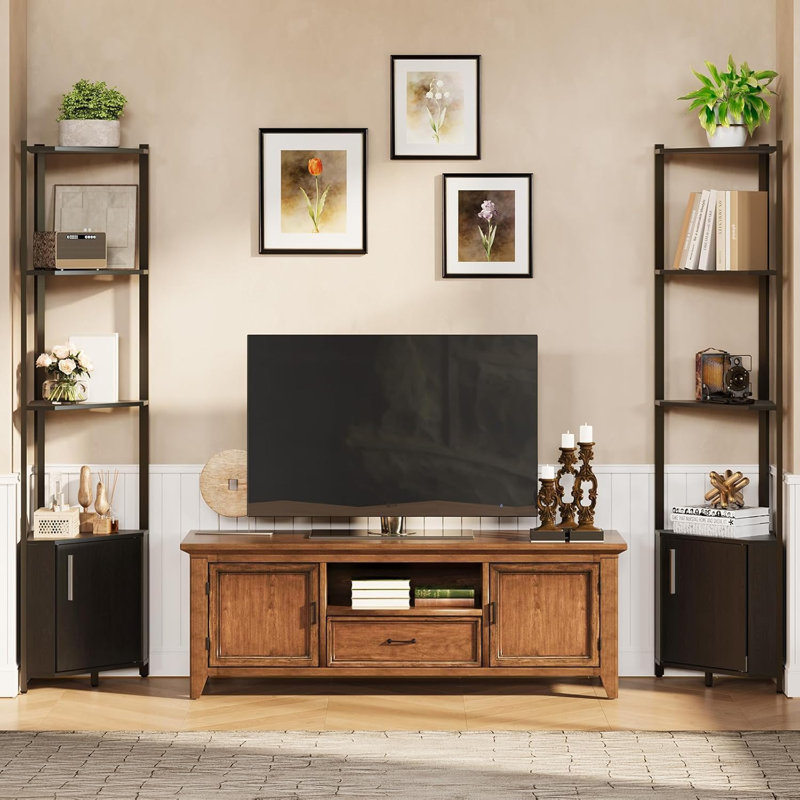 5-Tier LED Corner Shelf, Metal Frame with Wood Shelves, Adjustable Brightness, Space-Saving Display Rack for Living Room, Bedroom, Kitchen or Home Office, Modern Style