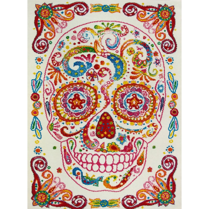 Tapis pour chambre d'enfant Happy Sugar Skull, Rectangle 3 pi 11 po x 5 pi 3 po