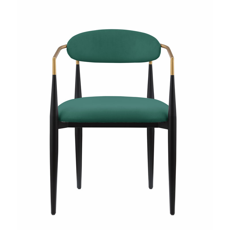 Ensemble de chaises rembourrées en tissu vert 2 pièces Modern Contemporary