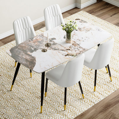 5 - Piece Marble Top Dining Set