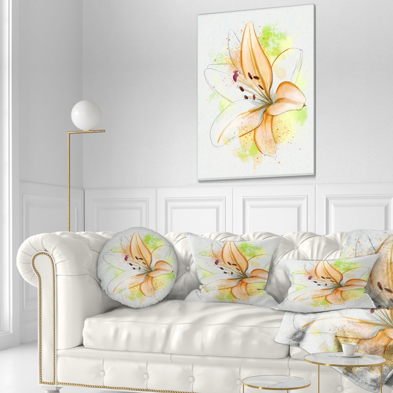 Coussin lombaire floral à fleurs avec éclaboussures