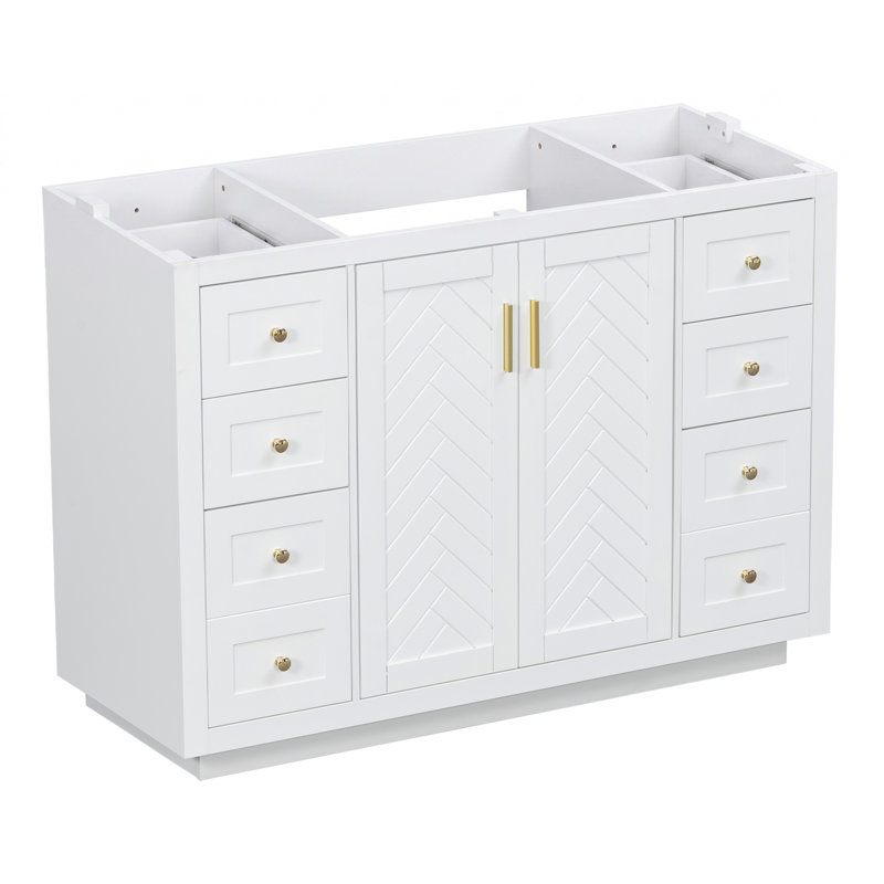 48" Classic Freestanding Bathroom Vanity Cabinet Only, 6 Drawers & 2 Soft-Close Doors, White