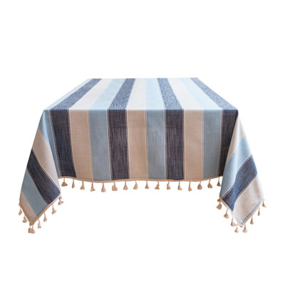 Patterned tablecloth Striped Tablecloth Mediterranean Wind Blue Cloth Linen Small Fresh Table Rectangular Coffee Table Cloth Home Multi-purpose Pattern Tablecloth