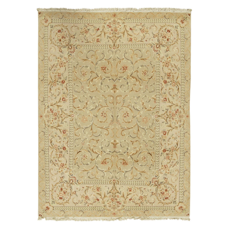 High-Quality Hand-Knotted Beige Area Rug