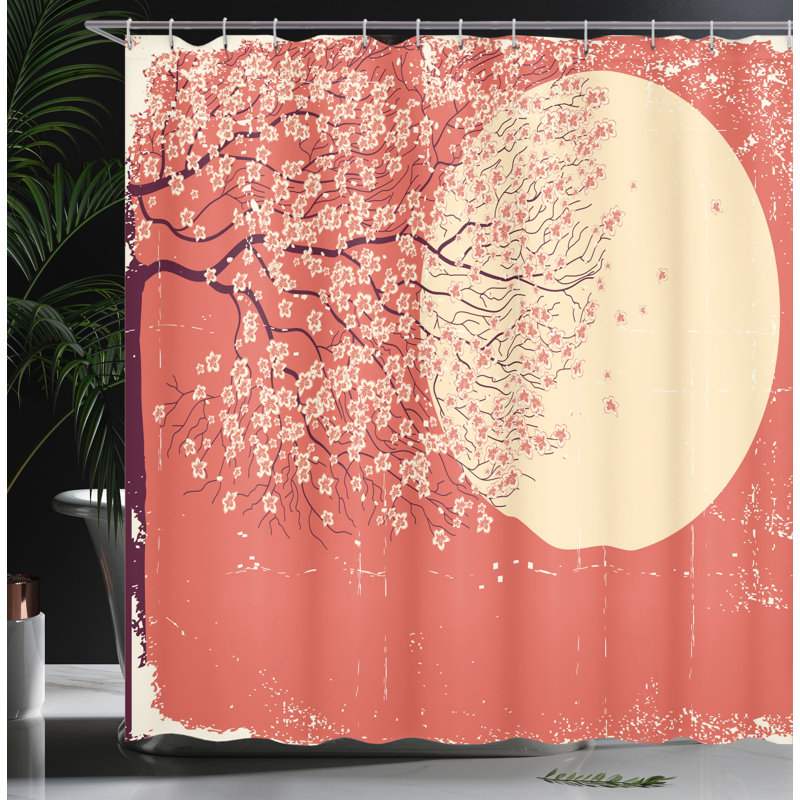 Floral Shower Curtain with Hooks Included, 75" H x 69" W
