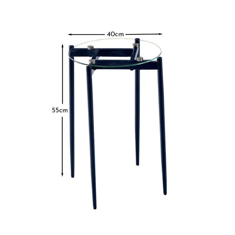 Damyia Glass Top End Table, Midnight Blue