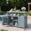 Îlot de cuisine extérieur avec armoire de rangement, plateau en acier inoxydable, support à épices et porte-serviettes