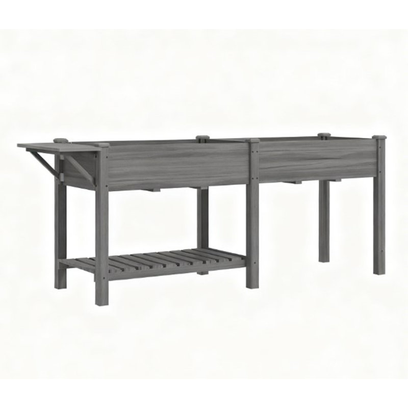 Spacious Elevated Garden Bed,Wood Raised Garden Box, Gray