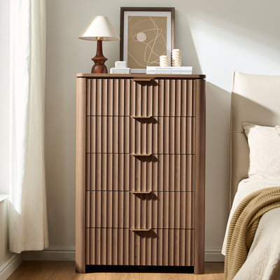 45.27" H Tall Chest, 5 - Drawer Dresser, Brown