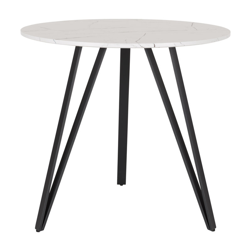 31.5'' Round Metal Base Dining Table, White Marble