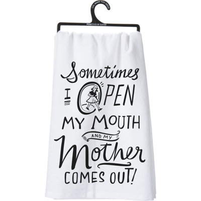 Torchon de cuisine « Ouvre ma bouche, ma mère en sort » - 71 x 71 cm