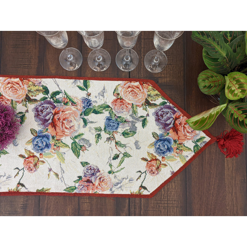 Baryal Floral Valentine's Day Tapestry Table Runner, 120" L x 0.50" W