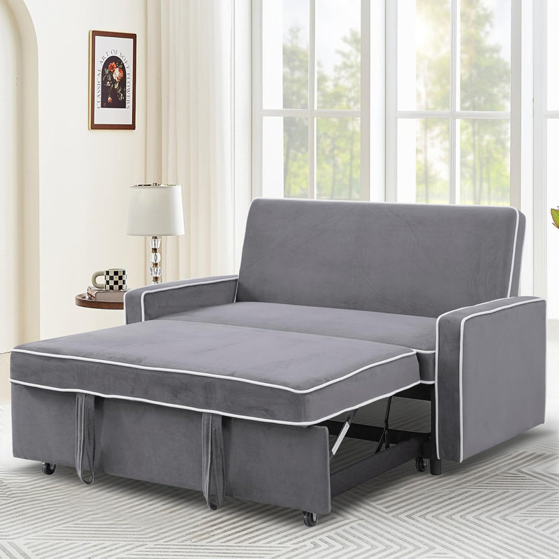 Light Gray Fluffy Fabric  Sofabed