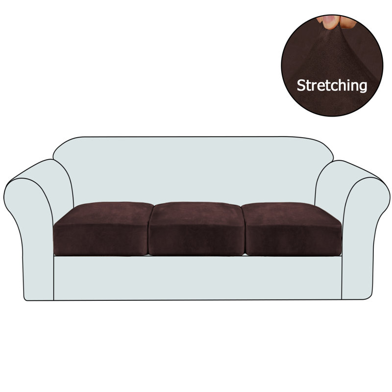 Housse en velours moelleux pour coussin de boîte en tissu lavable à la machine, 9,5 po x 141 po x 39 po, Velours brun