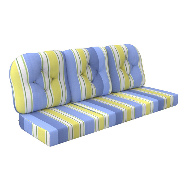 Coussin de canapé de patio intérieur / extérieur, Bleu / vert / jaune / blanc
