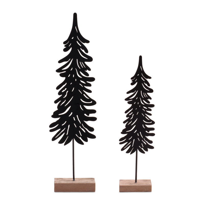 Pin découpé en métal avec base en bois (ensemble de 2)