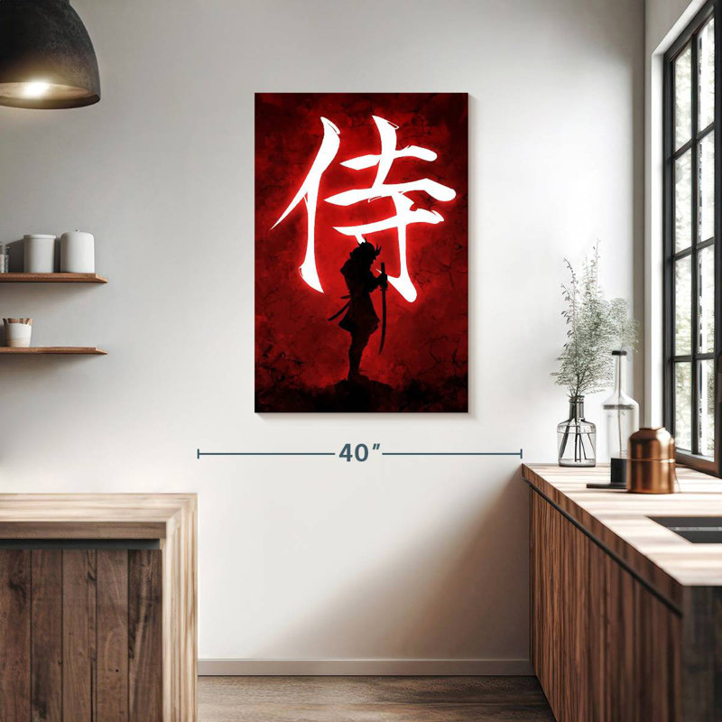 Leisha Samurai On Red, 39" H x 26" W