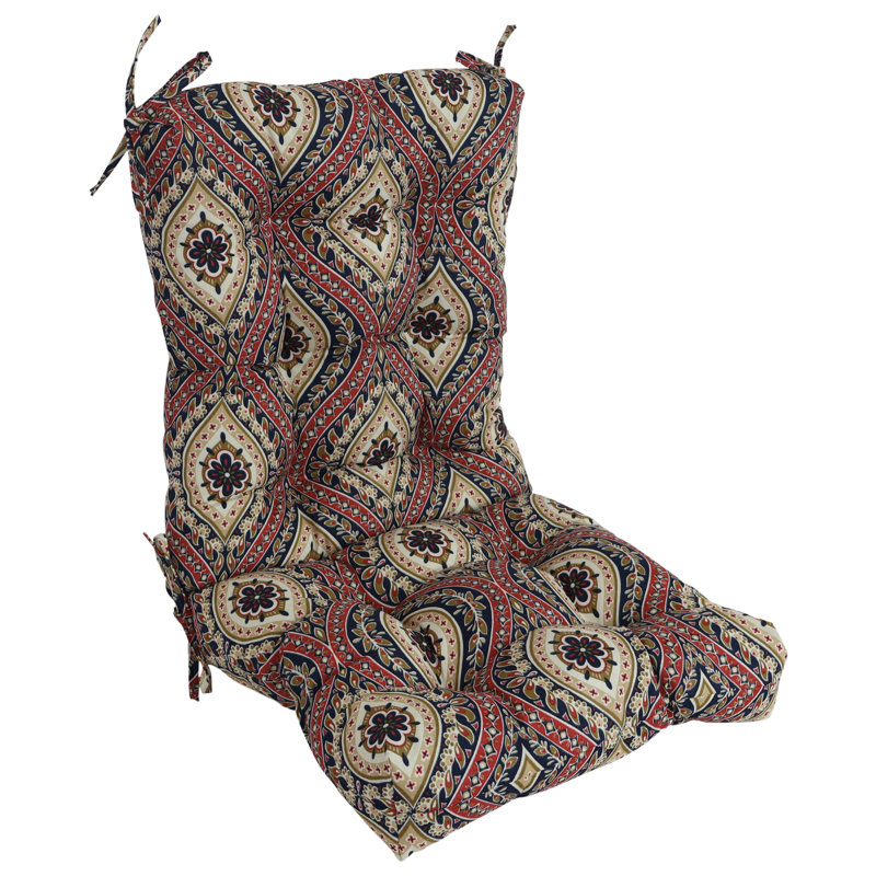 Coussin de chaise d'extérieur capitonné, Rouge / brun clair / Jasmina Lakewood marocain, L 18 po x P 18 po