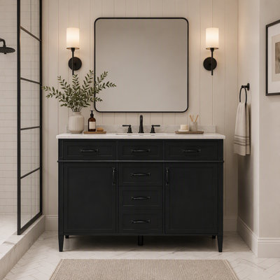 47" Bathroom Vanity Cabinet Only, Freestanding Storage Cabinet with Doors and Drawers for Bathroom