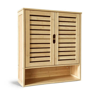 Bamboo Wall Cabinet With Adjustable Shelf, Medicine Cabinet For Bathroom Living Room