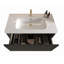Meuble-lavabo flottant rayé en chêne noir brossé 36 po avec lavabo en céramique blanc 36 po, pré-assemblé