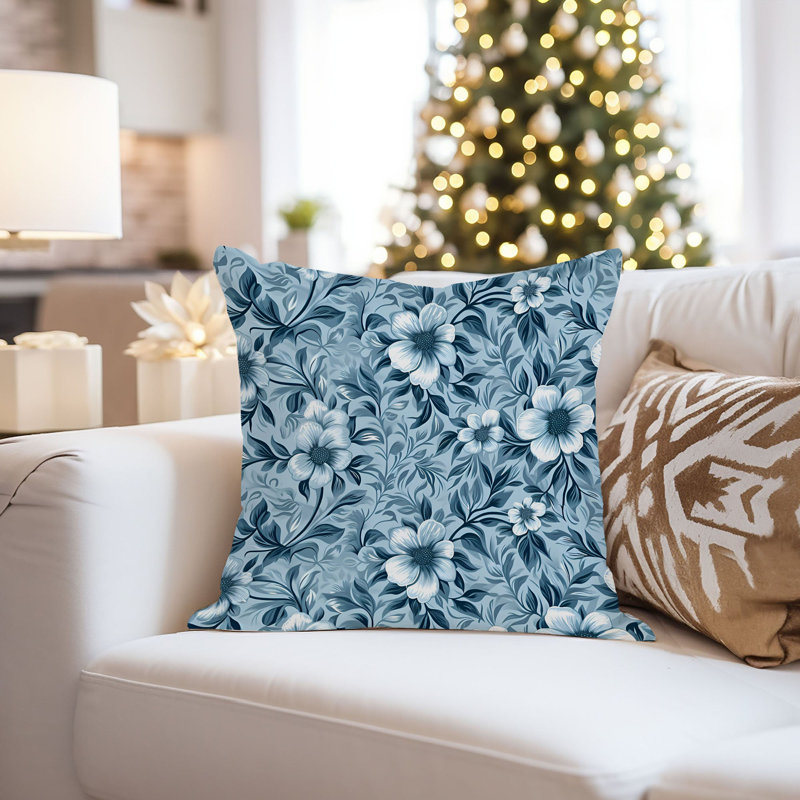 Botanical Blue Flower Pattern I Cottage & Cottagecore, 16"H x 16"W