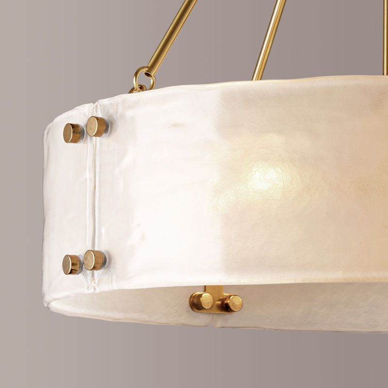 Lustre tambour 6 lumières à intensité variable, Blanc perle